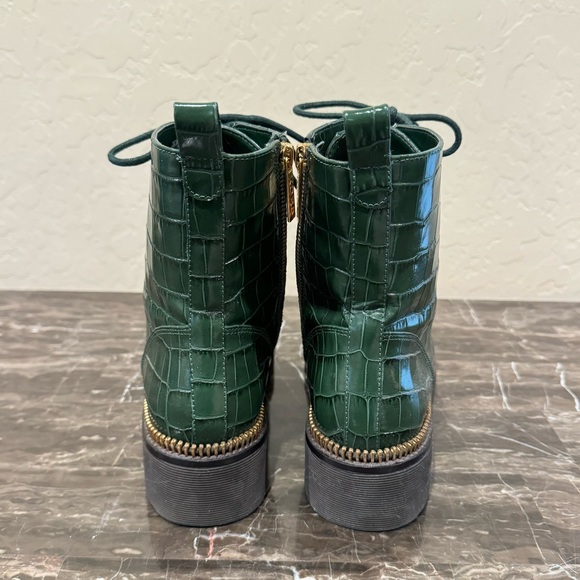 Michael Kors Haskell Crocodile Embossed Leather Combat Boots - Picture 10 of 14